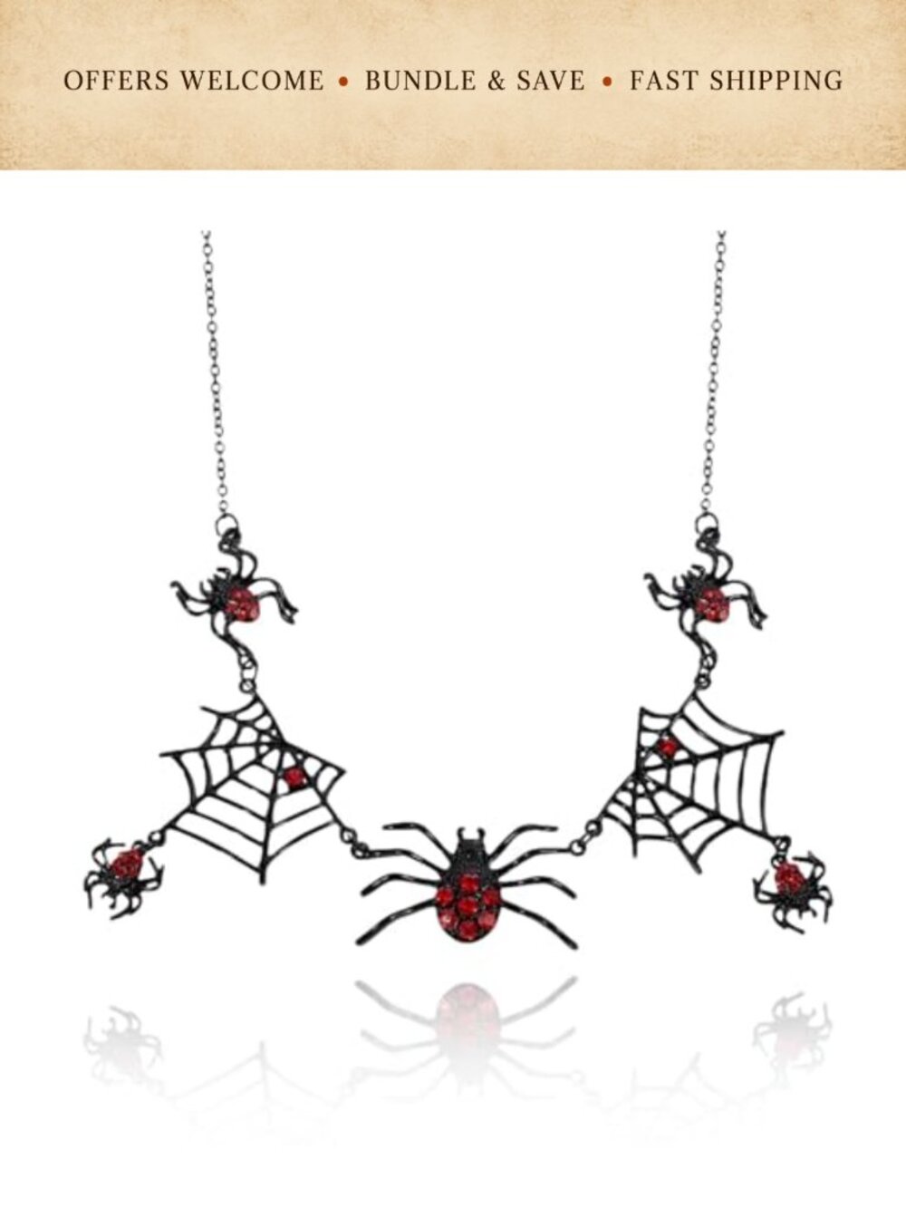 Spider Pendant Choker Necklace Gothic Rhinestone Halloween Costume Jewelry